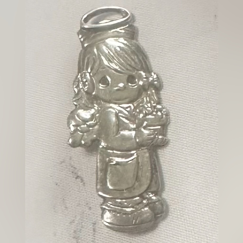 Precious Moments 925 Sterling Silver Child Angel Brooch Pin